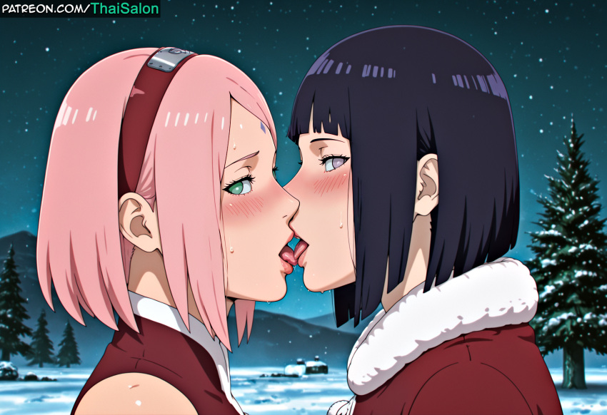 1girl 1girl 1girl 1girls 2_girls ai_assisted ai_generated big_ass big_breasts big_breasts blush boruto:_naruto_next_generations breasts christmas christmas_clothing christmas_decorations christmas_hat christmas_headwear christmas_outfit christmas_tree chromatic_abberation curvaceous curvaceous_body curvaceous_female curvaceous_figure curves curvy curvy_body curvy_female curvy_figure curvy_hips dark_blue_hair eyebrows eyelashes eyeliner femal forehead_mark french_kiss green_eyes high_res high_res high_resolution hinata_hyuuga hinata_hyuuga hires huge_ass huge_breasts indoors kissing kissing large_ass light-skinned_female long_hair naruto naruto_(series) no_pupils patreon patreon_username purple_eyes romantic sakura_haruno sakura_haruno saliva saliva_string saliva_trail santa_costume santa_dress santa_hat sexually_suggestive short_hair stable_diffusion tagme thaisalon thick thick_thighs thighs tongue tongue_out voluptuous voluptuous_body voluptuous_female watermark yuri yuri