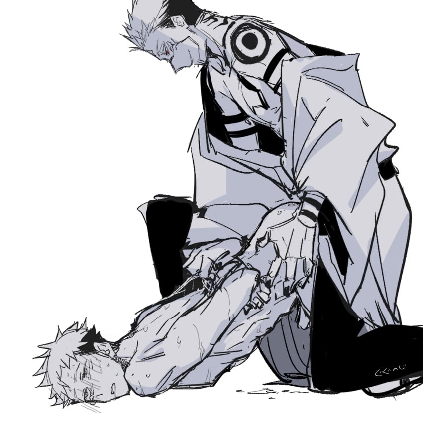 anal anal_penetration anal_sex blush blush_lines cumming_while_penetrated from_behind gay_domination gay_sex incest itadori_yuuji jujutsu_kaisen male male_only monochrome orgasm_face ryoumen_sukuna_(jujutsu_kaisen) tattoos tears tied_hands uncle_and_nephew yaoi yaoi