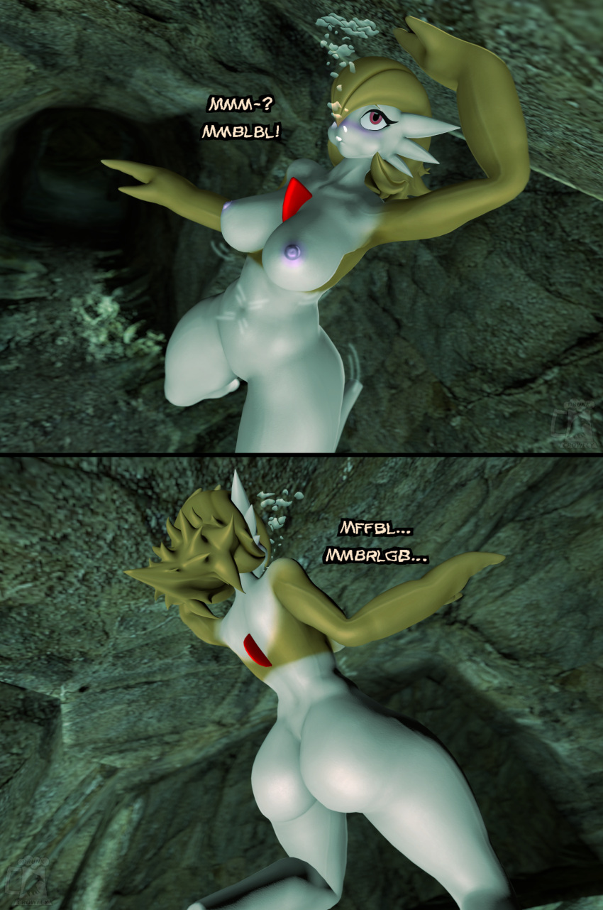 1girl ass breasts cave drunk_crowley female gardevoir nintendo nude nudity peril pokemon sfm solo underwater