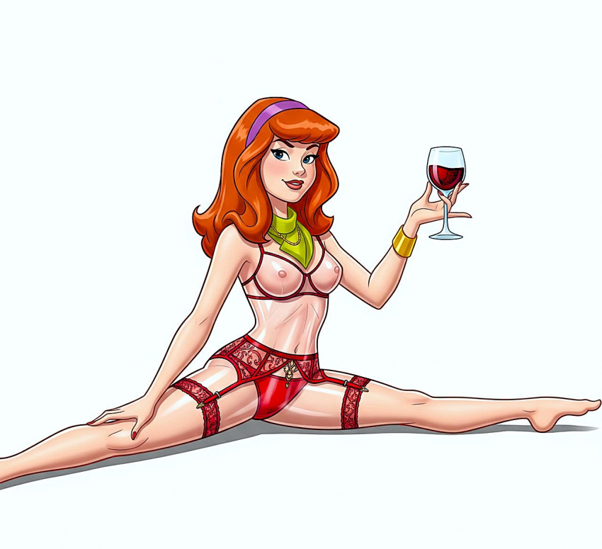 bra breasts daphne_blake erect_nipples panties scooby-doo spread_legs stockings thighs