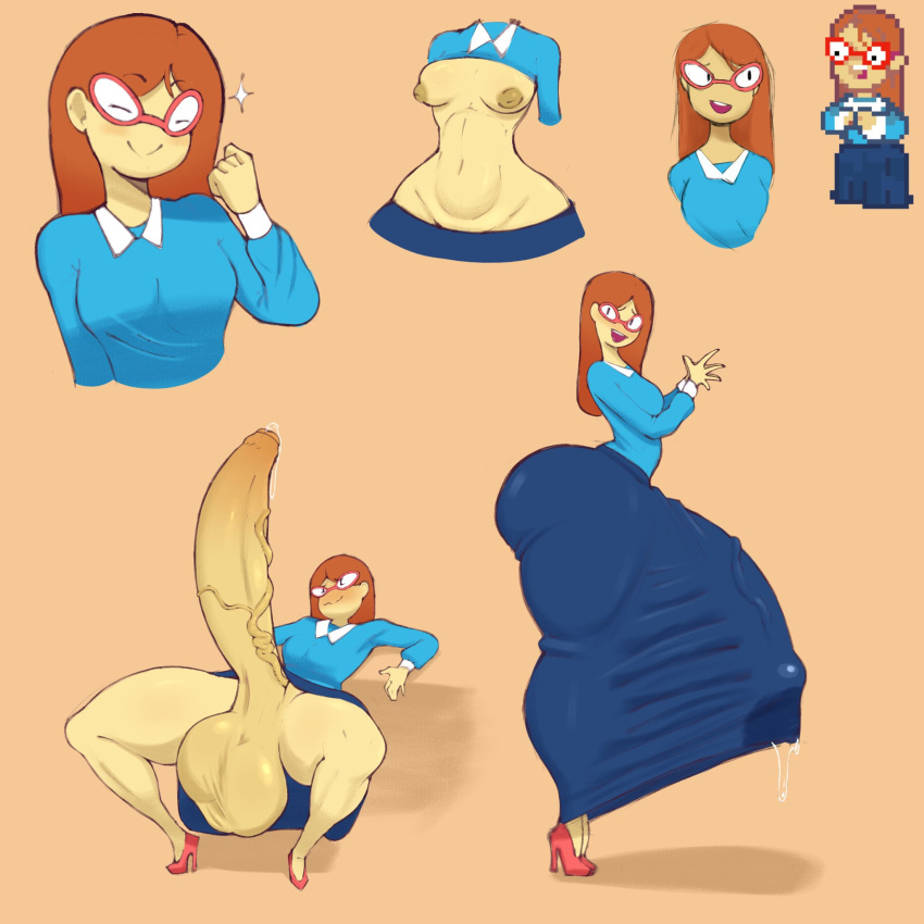 1futa 1girl 1girls areola balls blush boobs_out bottom_heavy bottomless breasts breasts breasts_out buckteeth bulge_through_clothing clothed clothing erection fat_ass futa_only futanari glasses high_heels huge_ass huge_balls huge_cock huge_testicles human hyper_cock hyper_penis intersex kindergarten_(game) kindergarten_3 light-skinned_futa light_skin megamor ms._lovelett nipples partially_clothed penis penis_visible_through_clothing precum precum_drip red_hair sideboob skirt teacher testicle veiny_cock veiny_penis wink