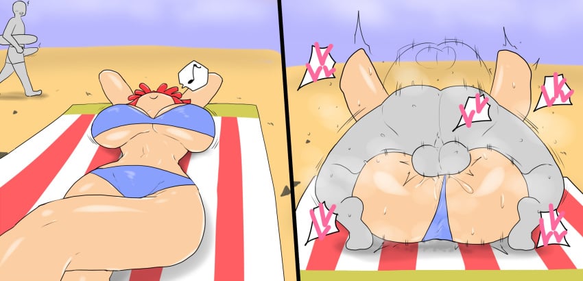 1boy 1girl 1girl beach bikini bikini_top bulge bulge_through_clothing enigi09 faceless_male glitch_productions male male/female mating_press motion_lines pussy ragatha_(the_amazing_digital_circus) sex spoken_heart spoken_musical_note sweat tagme the_amazing_digital_circus vaginal vaginal_penetration vaginal_sex