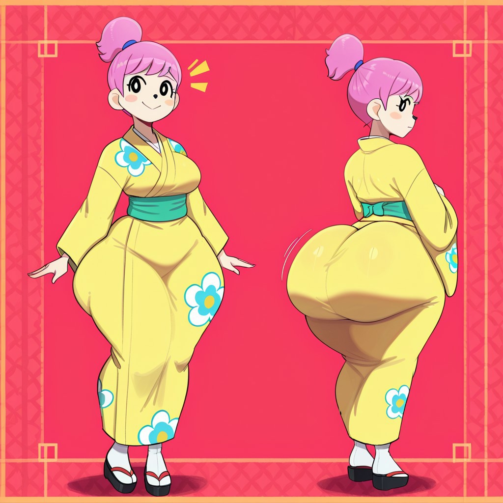 1girl ai_generated animal_crossing ass big_ass big_breasts breasts fundoshilover101 huge_ass kimono nintendo villager_(animal_crossing)