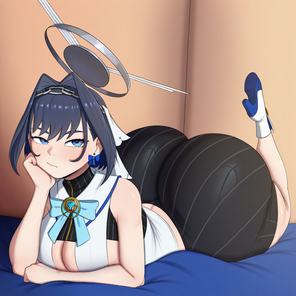 1girl ai_generated ass big_ass big_breasts booty_shorts breasts fundoshilover101 gigantic_ass hololive huge_ass huge_breasts ouro_kronii