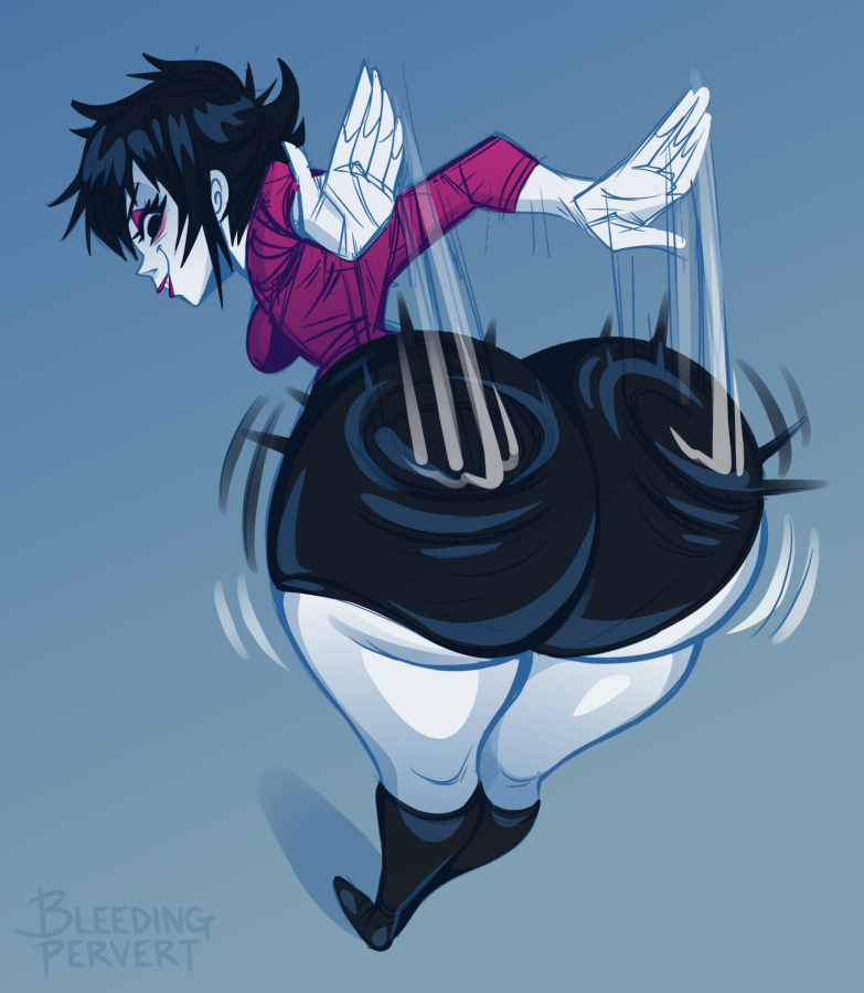 1girl ass ass_slap big_ass bleedingpervert booty_shorts breasts gorillaz huge_ass noodle_(gorillaz)