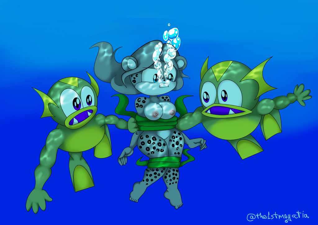 1girl 2boys 5_toes air_bubbles anthro anthropomorphic barefoot captured captured_hero completely_naked completely_nude feet female humanoid_feet kidnapped kidnapped_girl male mobian mobian_(species) nipples nude original_character original_characters prisoner restrained sega soles sonic_(series) sonic_fan_characters sonic_oc sonic_the_hedgehog_(series) sunlight swimming the1stmoyatia tiger toes underwater