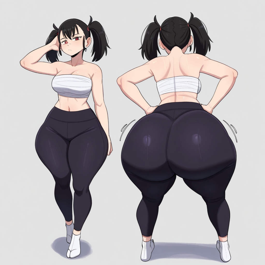 1girl ai_generated ass big_ass breasts fundoshilover101 huge_ass original original_character sarashi tabi_socks yoga_pants