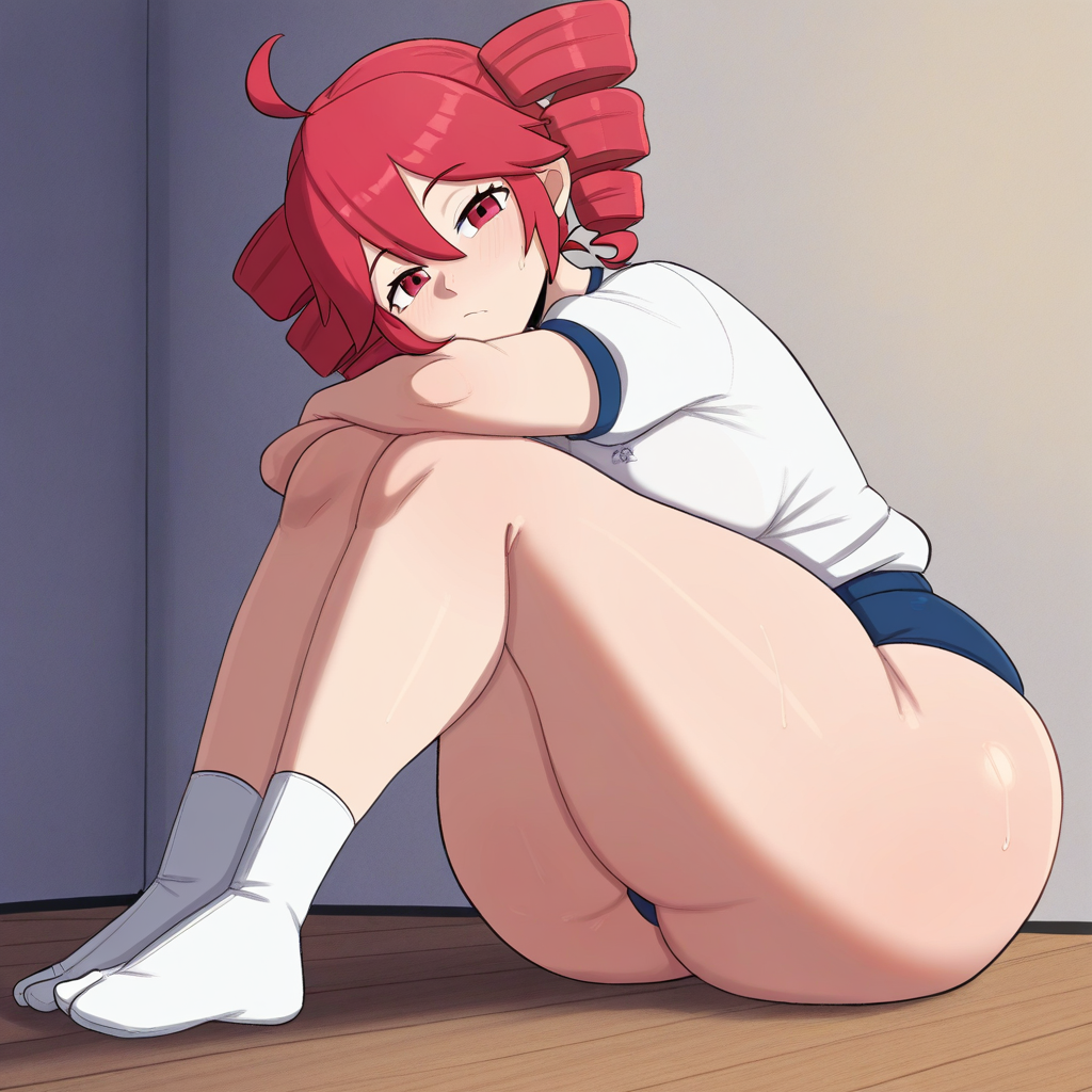 1girl ai_generated ass big_ass booty_shorts breasts buruma fundoshilover101 gigantic_ass huge_ass kasane_teto tabi_socks vocaloid