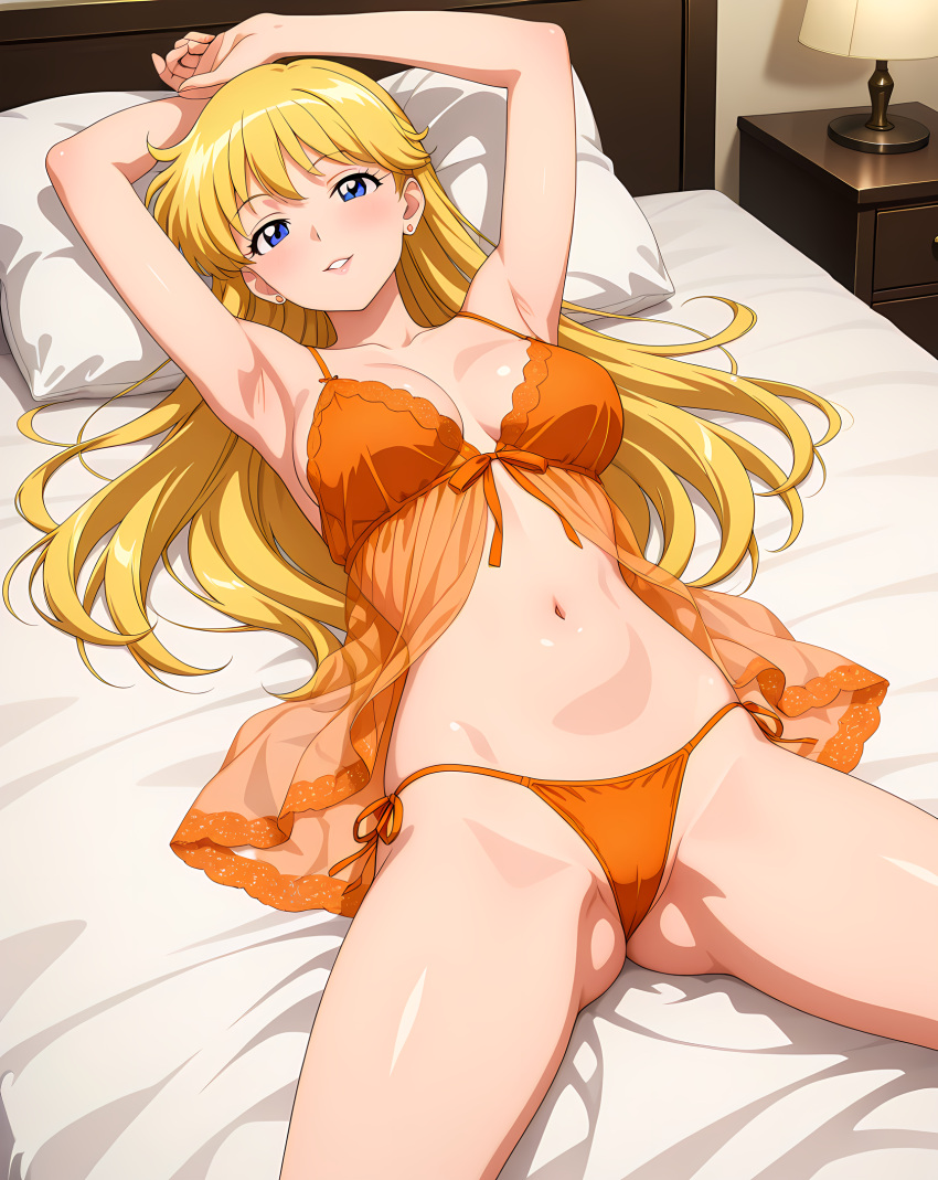 1girl adult_swim alluring bed bedroom big_breasts bishoujo_senshi_sailor_moon bishoujo_senshi_sailor_moon_r bishoujo_senshi_sailor_moon_r_the_movie bishoujo_senshi_sailor_moon_s bishoujo_senshi_sailor_moon_s_the_movie bishoujo_senshi_sailor_moon_supers bishoujo_senshi_sailor_moon_supers_the_movie blonde_hair blue_eyes cleavage lingerie minako_aino on_bed panties thedaeron toei_animation toonami viz_media