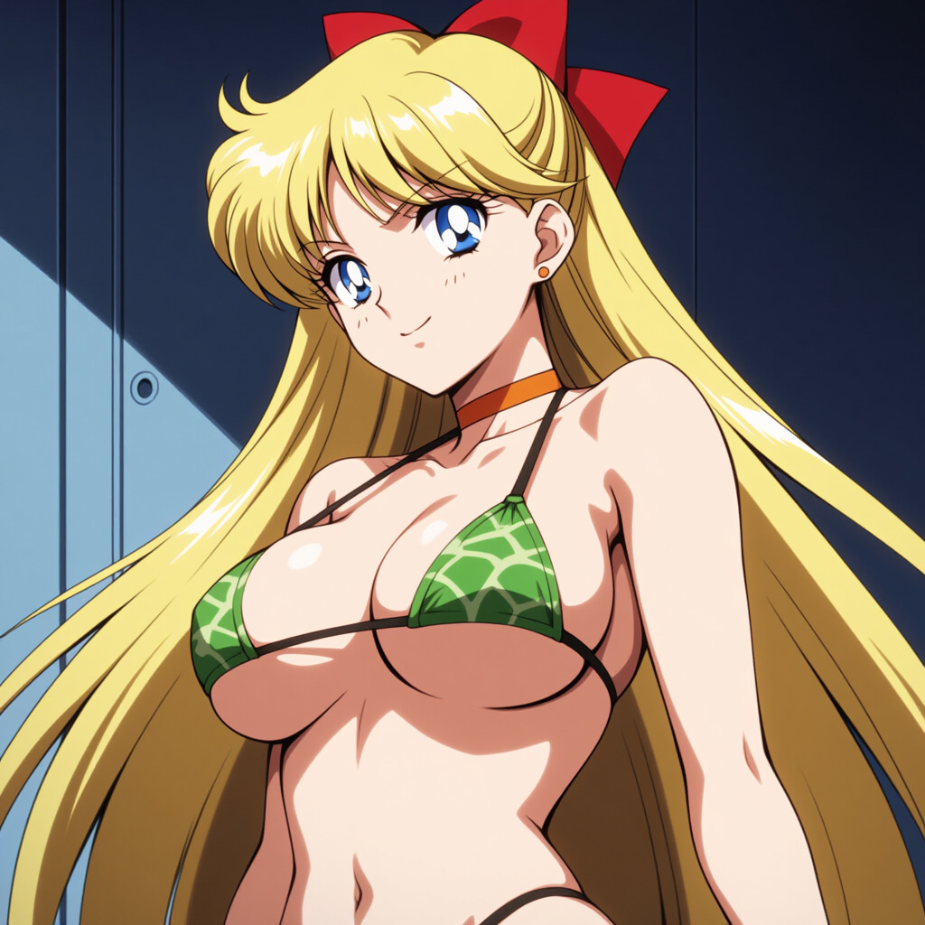 1girl adult_swim alluring big_breasts bikini bishoujo_senshi_sailor_moon bishoujo_senshi_sailor_moon_r bishoujo_senshi_sailor_moon_s bishoujo_senshi_sailor_moon_s_the_movie bishoujo_senshi_sailor_moon_supers bishoujo_senshi_sailor_moon_supers_the_movie blonde_hair blue_eyes cathouse_(artist) cleavage minako_aino pin_up toei_animation toonami underboob viz_media