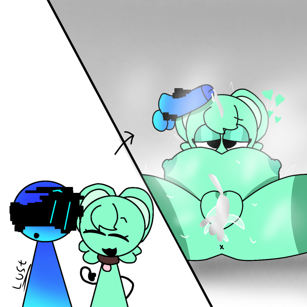 after_sex big_breasts big_thighs collar cum cum_inside mint_fur moch_(sprunki) mochimochz mouse_ears mouse_girl mouse_tail nipples penis pussy sprunki sprunki_oc zyrptic_(sprunki)