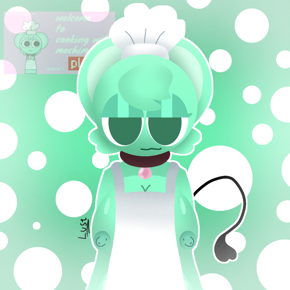 big_breasts big_thighs chef chef_hat collar mint_fur moch_(sprunki) mochimochz mouse_ears mouse_girl mouse_tail nipples pussy sprunki sprunki_oc