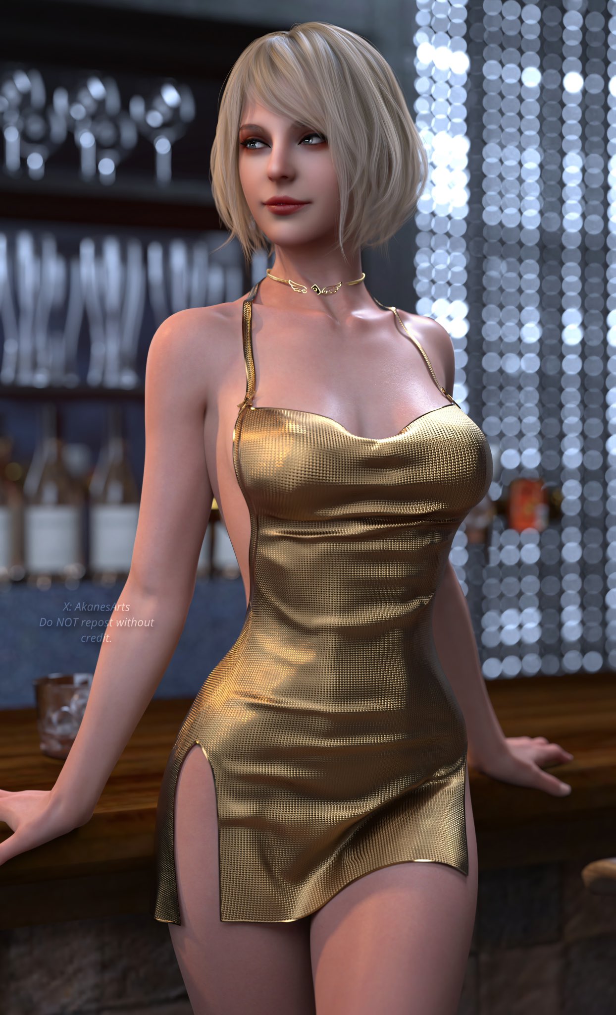 1girl 1girl 3d 3d_model 3d_render akanesarts arm_support ashley_graham ashley_graham_(ella_freya) bar big_breasts blonde_hair blurry_background breasts capcom cleavage clothed clothing curvaceous curvy curvy_figure depth_of_field dress green_eyes indoors inside light-skinned_female light_skin lips looking_to_the_side portrait resident_evil resident_evil_4 resident_evil_4_(remake) resident_evil_4_remake sexy sexy_body sexy_breasts short_hair smile solo_focus standing thick_thighs thighs three-quarter_portrait wide_hips yellow_clothing yellow_dress