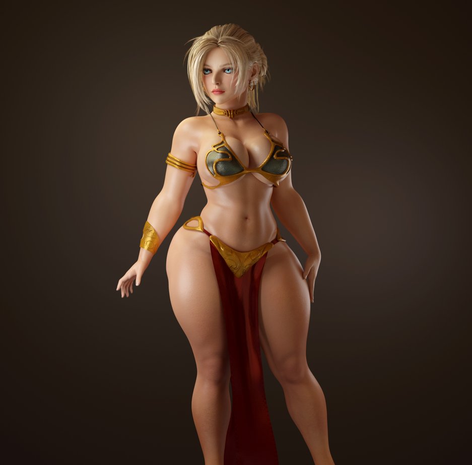 1girl annie_leonhardt annie_leonhart attack_on_titan big_breasts blonde_hair blue_eyes bubble_butt cleavage cursedmadara horny inviting_to_sex leonhardt_annie leonhart_annie pose shingeki_no_kyojin standing teasing thick_thighs