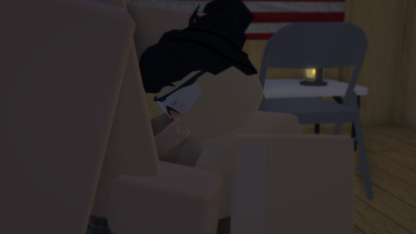 1boy 1girl 3d breasts fellatio functionally_nude hyakuyen military penis roblox roblox_game robloxian source_removed tagme