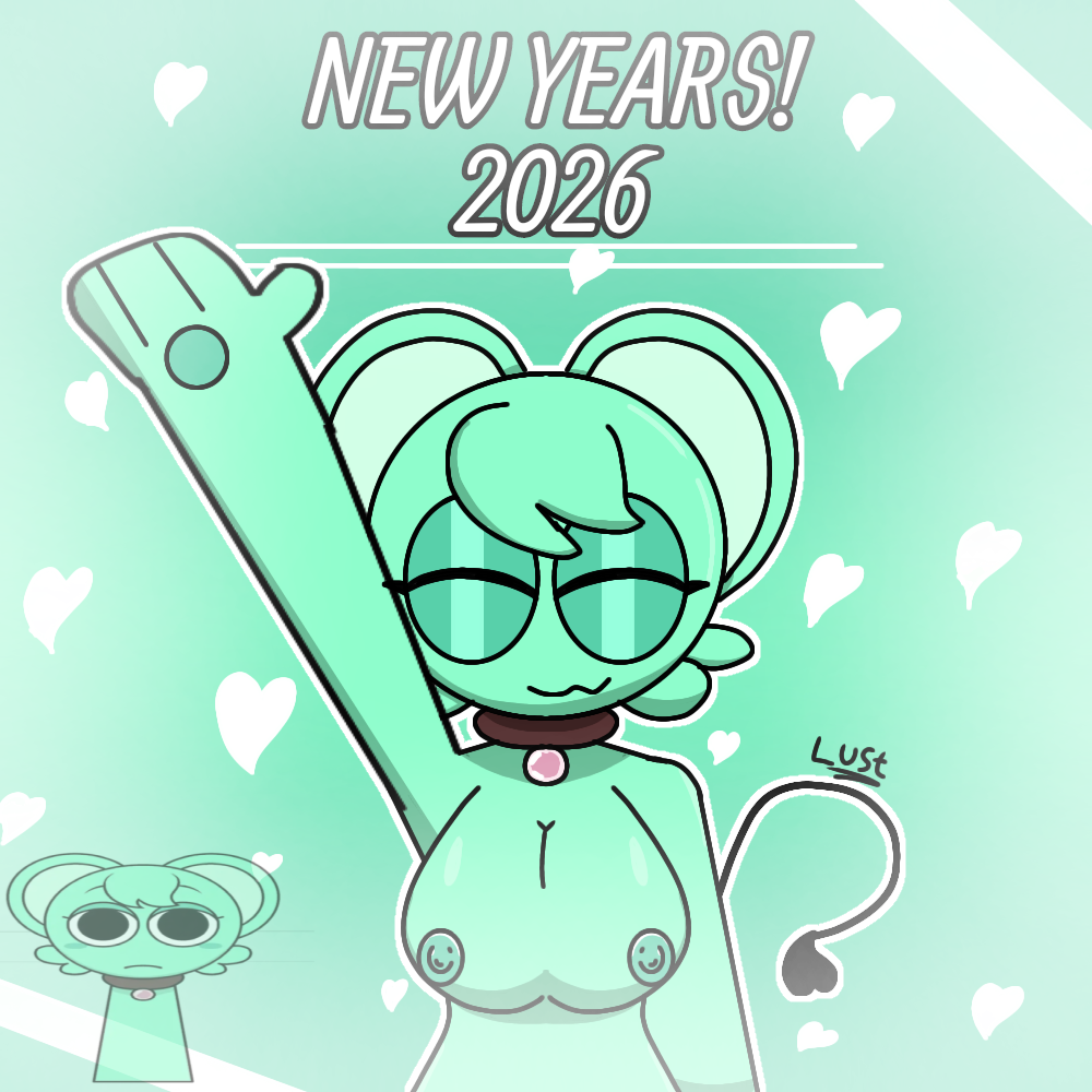1girl 1girl 2020s 2025 breasts collar female_only moch_(sprunki) mochimochz mouse mouse_ears mouse_girl mouse_tail new_year rodent sprunki sprunki_oc tail