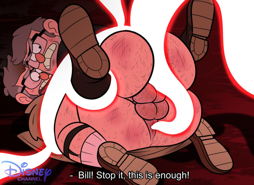 2boys anus ass ass_hair backsack bill_cipher brothers bruises disney english_text glasses gravity_falls grey_hair helpless human male_only mawile123 no_pants older_male out_of_frame restrained stan_pines stanford_pines stanley_pines tentacle tentacles_on_male testicle upset