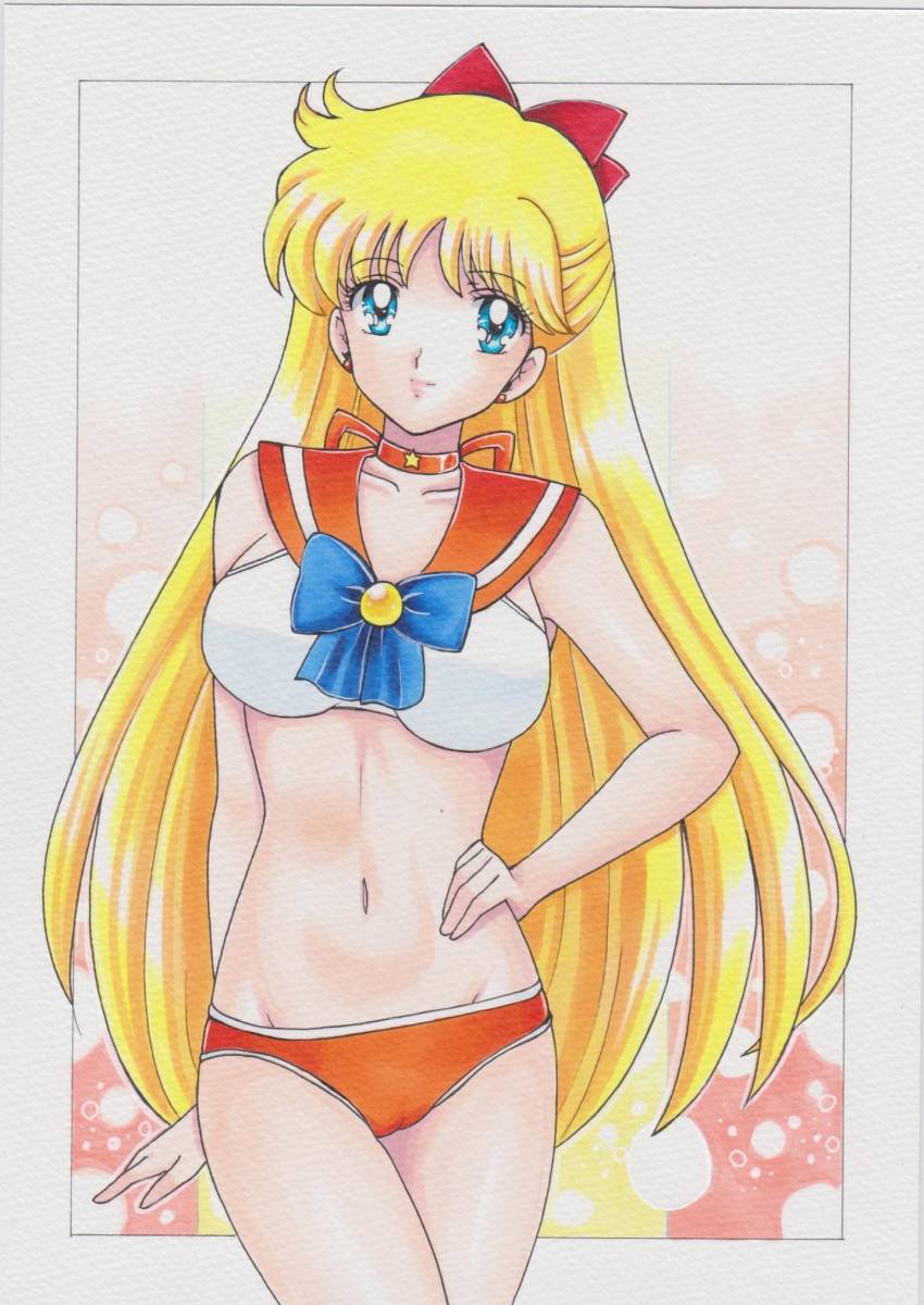 1girl adult_swim alluring big_breasts bishoujo_senshi_sailor_moon bishoujo_senshi_sailor_moon_r bishoujo_senshi_sailor_moon_r_the_movie bishoujo_senshi_sailor_moon_s bishoujo_senshi_sailor_moon_s_the_movie bishoujo_senshi_sailor_moon_supers bishoujo_senshi_sailor_moon_supers_the_movie blonde_hair blue_eyes bow_tie female_only looking_at_viewer minako_aino modified_costume rascal_(artist) rascal_(n119) standing toei_animation toonami viz_media
