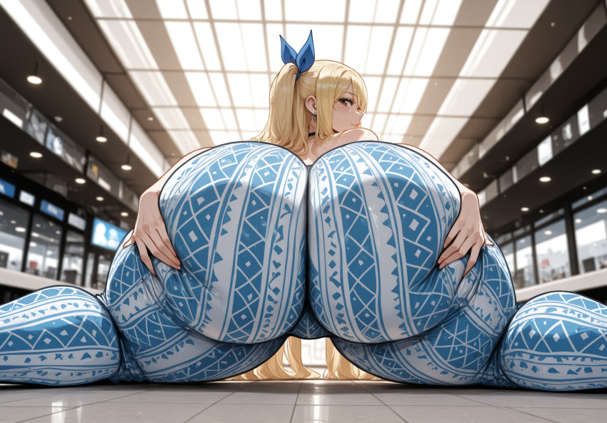 1girl ai_generated ass big_ass breasts fairy_tail flare_pants forbidden_pants gigantic_ass huge_ass lucy_heartfilia miyuai