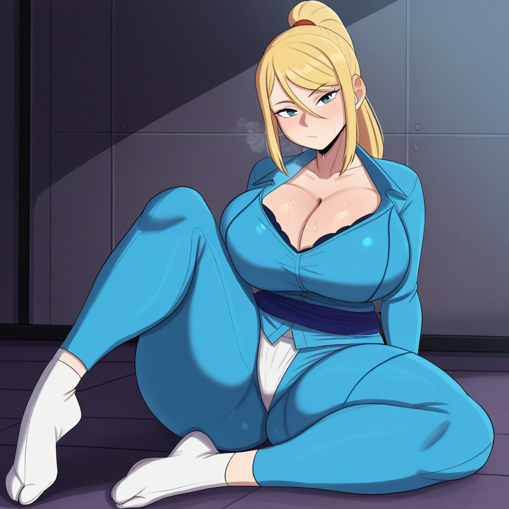1girl ai_generated ass big_ass big_breasts breasts fundoshi fundoshilover101 huge_ass metroid nintendo samus_aran tabi_socks