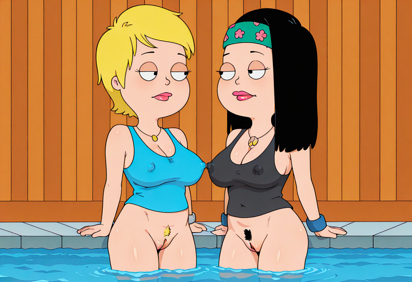 american_dad breasts erect_nipples_under_clothes hayley_smith jessica_raplansky no_panties shaved_pussy thighs