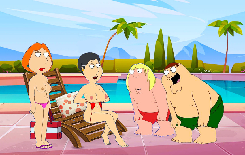 ass barbara_pewterschmidt bikini_bottom breasts chris_griffin edit erect_nipples family_guy lois_griffin peter_griffin thighs topless