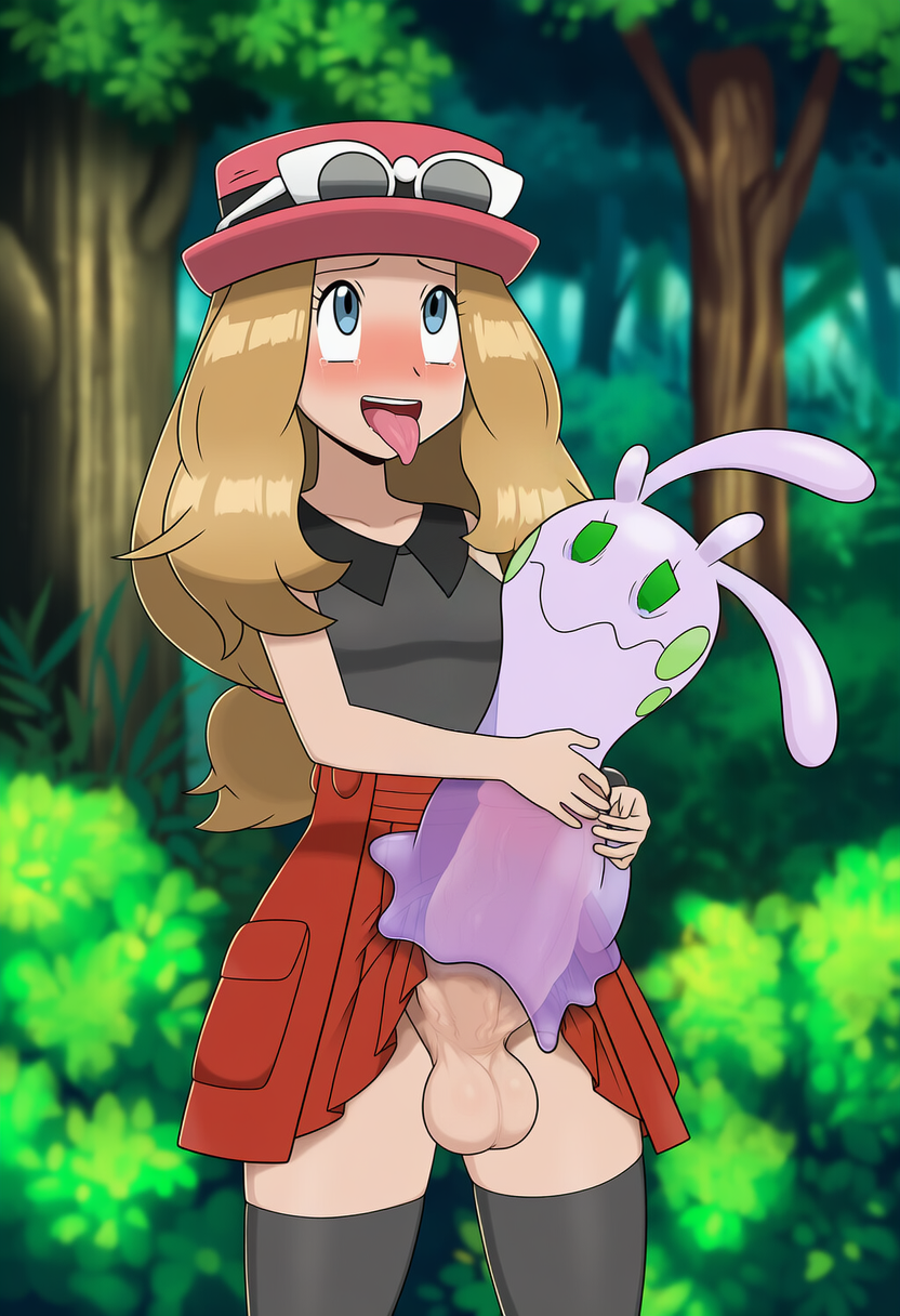 ai-created ai-generated anal dickgirl dubcon dubious_consent futanari pokemon pokemon_(species) pokephilia serena_(pokemon) sliggoo slime zoophilia