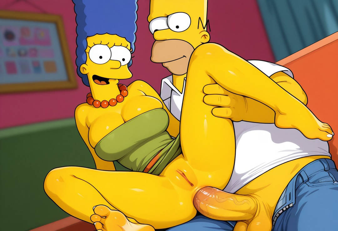 anal anus big_breasts erect_penis homer_simpson marge_simpson shaved_pussy spread_legs the_simpsons thighs