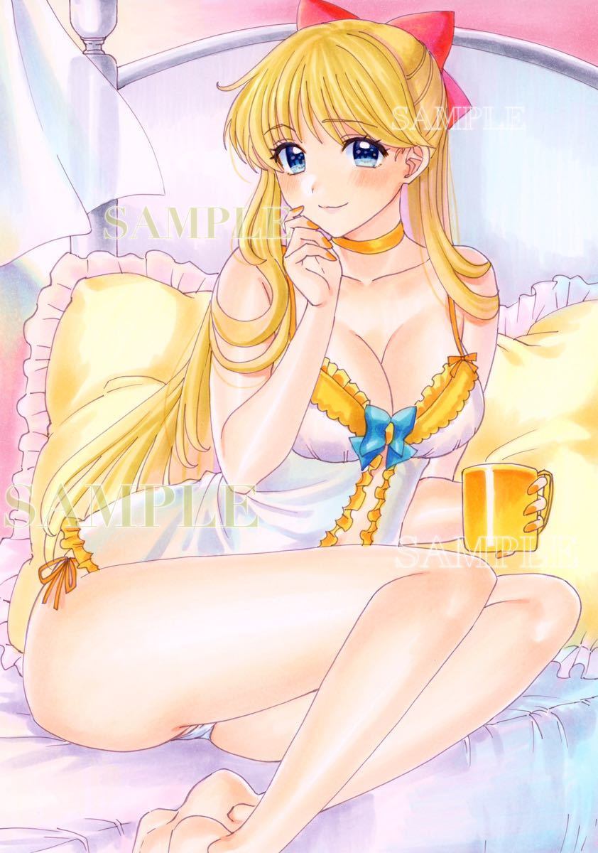 1girl adult_swim alluring bears0816 bishoujo_senshi_sailor_moon bishoujo_senshi_sailor_moon_r bishoujo_senshi_sailor_moon_r_the_movie bishoujo_senshi_sailor_moon_s bishoujo_senshi_sailor_moon_s_the_movie bishoujo_senshi_sailor_moon_supers bishoujo_senshi_sailor_moon_supers_the_movie blonde_hair blue_eyes cleavage holding_cup minako_aino nightgown pin_up toei_animation toonami viz_media