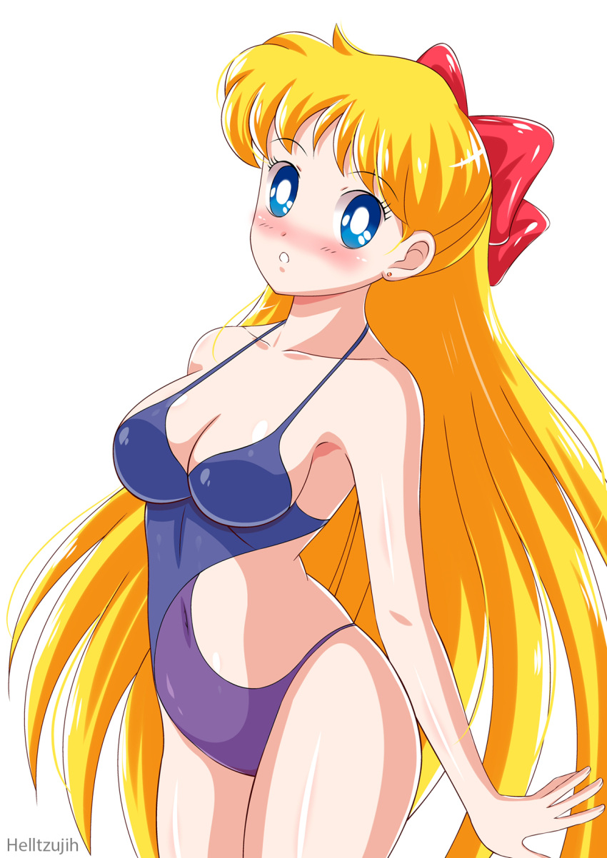1girl adult_swim alluring bikini bishoujo_senshi_sailor_moon bishoujo_senshi_sailor_moon_r bishoujo_senshi_sailor_moon_r_the_movie bishoujo_senshi_sailor_moon_s bishoujo_senshi_sailor_moon_s_the_movie bishoujo_senshi_sailor_moon_supers_the_movie blonde_hair blue_eyes helltzujih long_hair medium_breasts minako_aino one-piece_bikini pin_up toei_animation toonami viz_media