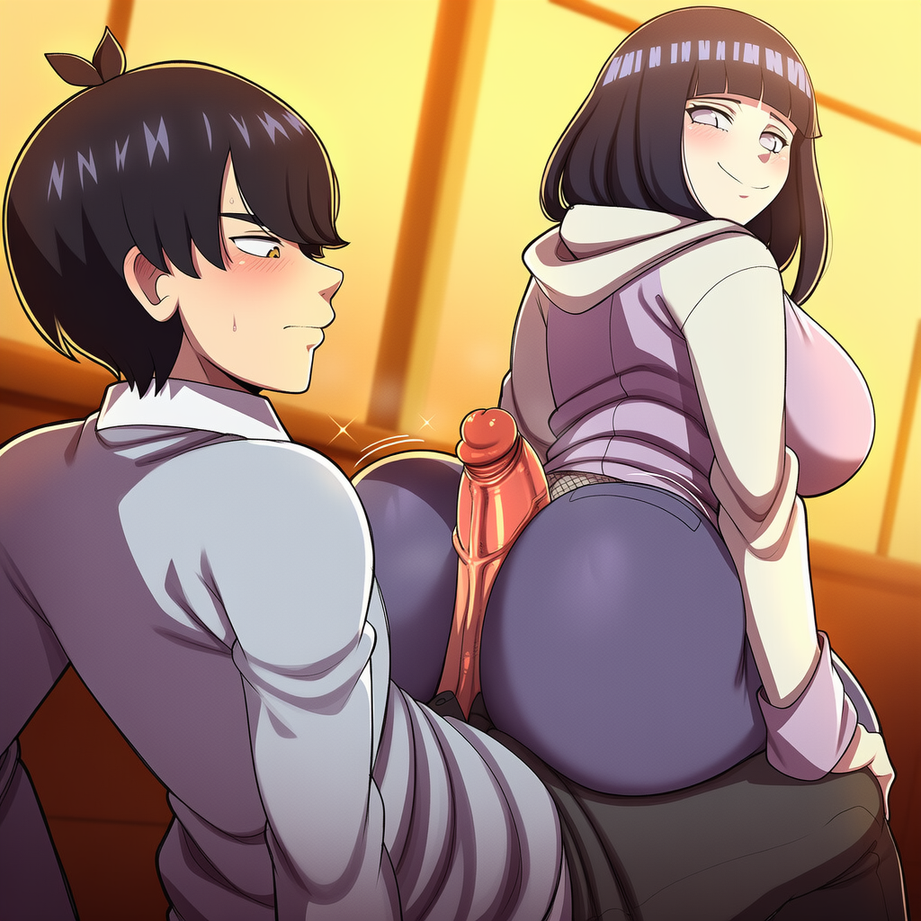 1boy 1girl ai_generated ass assjob big_ass breasts buttjob erection hinata_hyuuga hotdogging huge_ass huge_penis naruto penis_between_ass penis_on_ass shounen_jump
