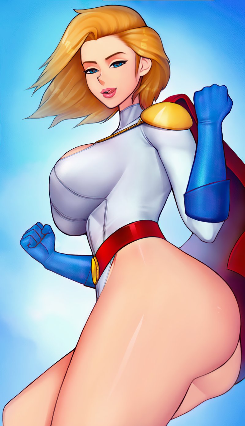 1girl ass big_ass big_breasts blonde_female blonde_hair blue_eyes breasts dc_comics female_only female_solo justice_league justice_league_unlimited justice_society_of_america loodncrood power_girl short_hair superman/batman:_public_enemies