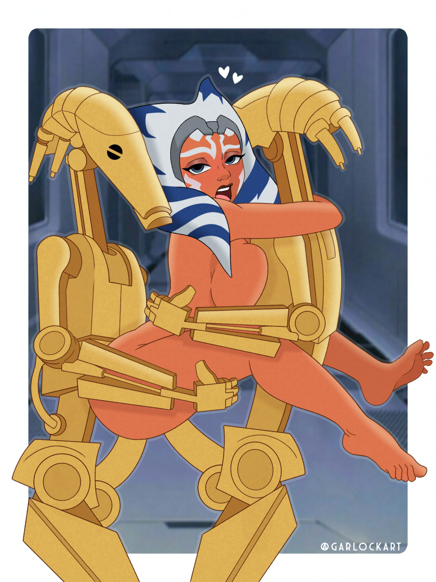1girl 2boys 2d ahsoka_tano ass b1_battle_droid battle_droid clone_wars disney disney+ double_penetration feet female garlock half-closed_eyes lucasfilm male nude star_wars stockings tagme the_clone_wars:_season_seven