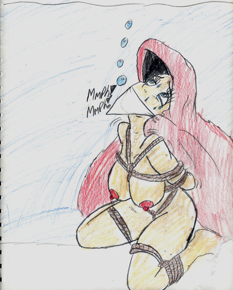 1girl bondage chuckson disney drowning female imminent_death nipples nude princess_ariel sketch solo tagme the_little_mermaid underwater underwater_peril_aladdin