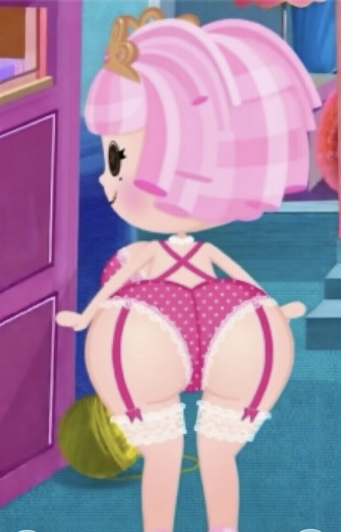1girl ai_generated ass bent_over big_ass big_breasts bitty_buttons black_eyes blush bob_cut bra breasts button_eyes closed_mouth clothing creamcherrypieai_(artist) doll doll_girl edit eyelashes female female_only frilled_panties frills from_behind garter_straps heart_print huge_ass indoors jewel_sparkles lace-trimmed_panties lace_trim lalaloopsy large_breasts legwear leotard light-skinned_female light_skin lingerie living_doll looking_at_viewer looking_back mga_entertainment mole mole_under_eye pink_footwear pink_hair pink_panties polka_dot polka_dot_bra polka_dot_panties ragdoll screencap short_hair smile solid_circle_eyes solo standing stockings thighhighs tiara underwear white_thighhighs yarn yarn_ball