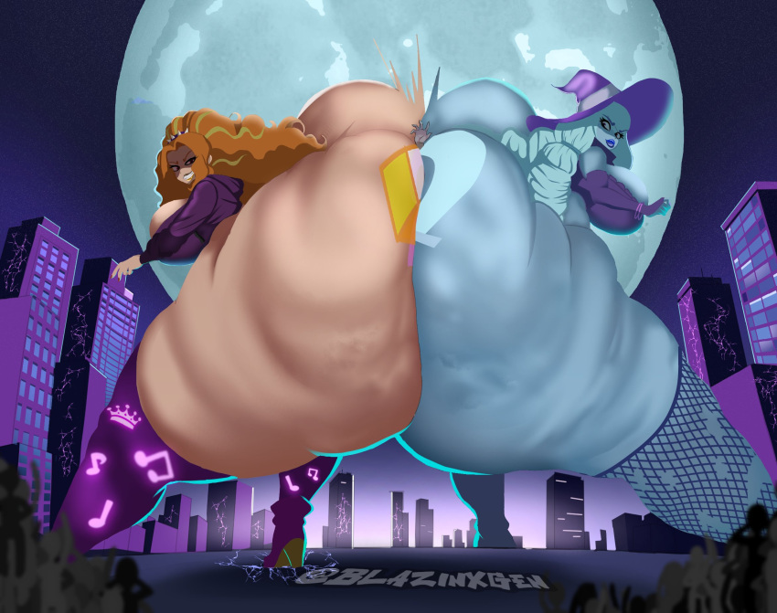 1boy 2_girls adagio_dazzle ass assjob assquake big_ass big_breasts blazinxgen breasts buttjob city_destruction destruction double_buttjob earthquake equestria_girls giantess gigantic_ass hotdogging huge_ass huge_breasts my_little_pony penis_between_ass penis_on_ass trixie_(mlp)