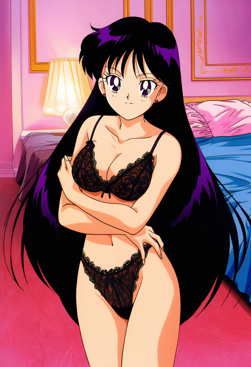 1girl adult_swim alluring big_breasts bishoujo_senshi_sailor_moon bishoujo_senshi_sailor_moon_r bishoujo_senshi_sailor_moon_r_the_movie bishoujo_senshi_sailor_moon_s bishoujo_senshi_sailor_moon_s_the_movie bishoujo_senshi_sailor_moon_supers bishoujo_senshi_sailor_moon_supers_the_movie black_hair bra lingerie panties purple_eyes rei_hino toei_animation toonami underwear viz_media wolf_(artist)