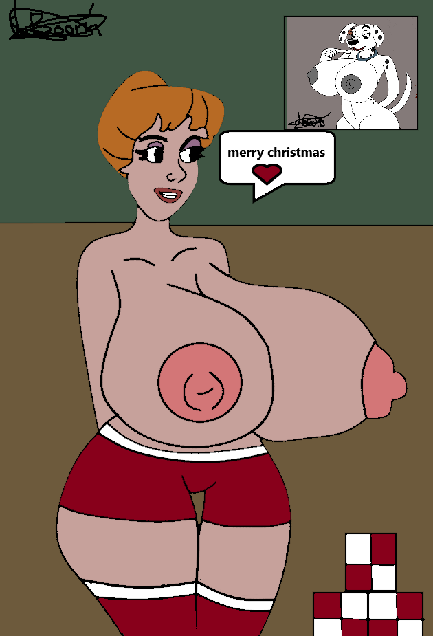 101_dalmatians 1girl anita_radcliffe ass breasts christmas disney english_text huge_ass huge_breasts lionkingdalmatian perdita