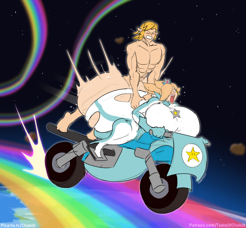 1boy 1girl 1girls alternate_ass_size alternate_body_type alternate_breast_size ass ass_bigger_than_head ass_focus balls big_ass big_ass big_thighs breasts breasts_bigger_than_head casual casual_nudity clothed clothed_sex crossover crown huge_balls huge_breasts hyper hyper_ass hyper_balls hyper_breasts light-skinned_female light_skin link lipstick male mario_(series) nintendo open_mouth public public_nudity rosalina sex shortstack space super_mario_bros. tasteofchoklit the_legend_of_zelda thick thick_ass thick_butt thick_thighs