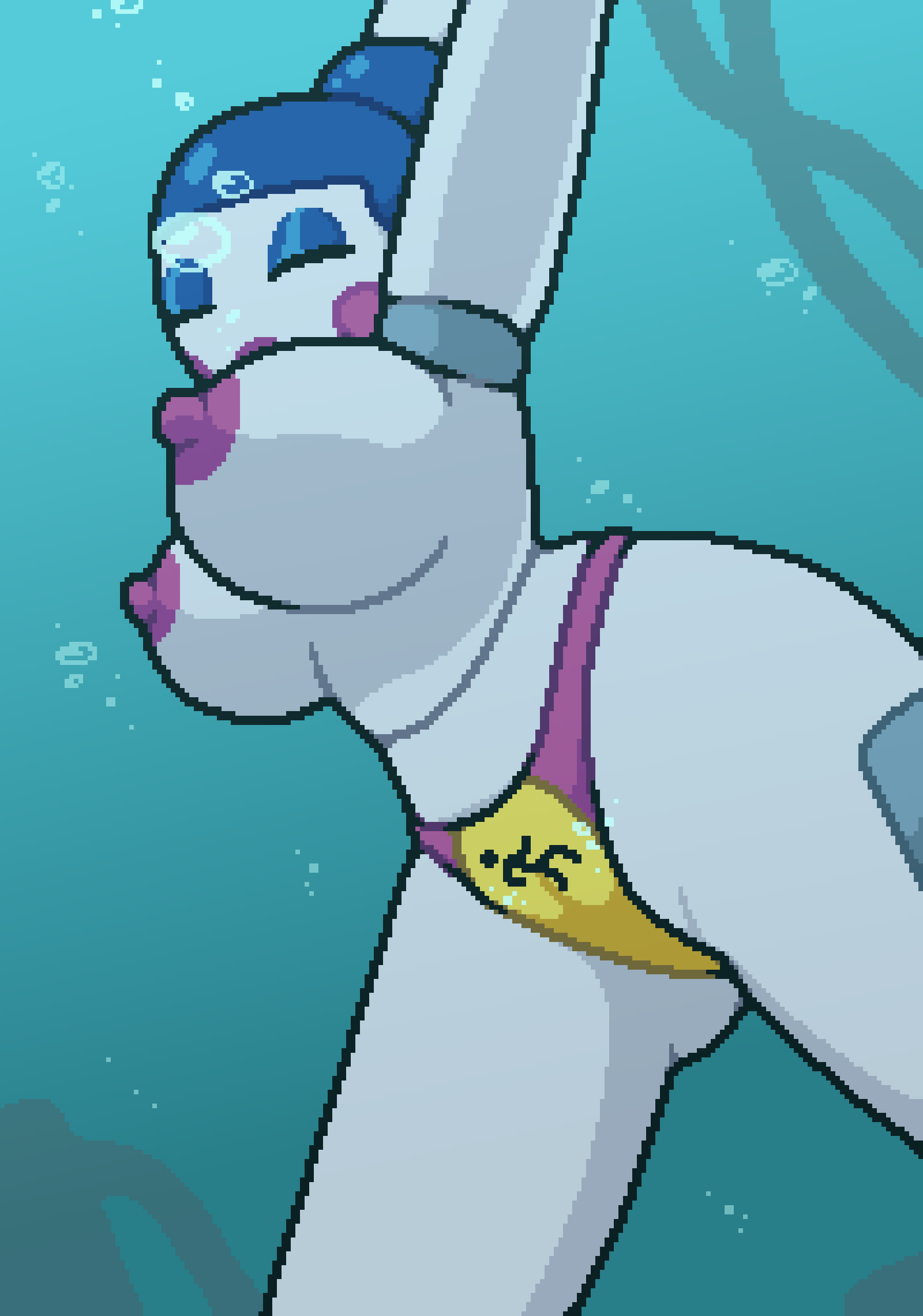 1girl animatronic ballora ballora_(fnafsl) big_breasts blue_hair breasts bubble bubbles female female_only five_nights_at_freddy's five_nights_at_freddy's:_sister_location fnaf fnafsl hair_bun looking_down makeup nipples panties pink_cheeks pink_nipples robot robot_girl robot_humanoid scottgames sister_location solo topless underwater viewed_from_below water wet_floor_sign white_body zxtomatofan