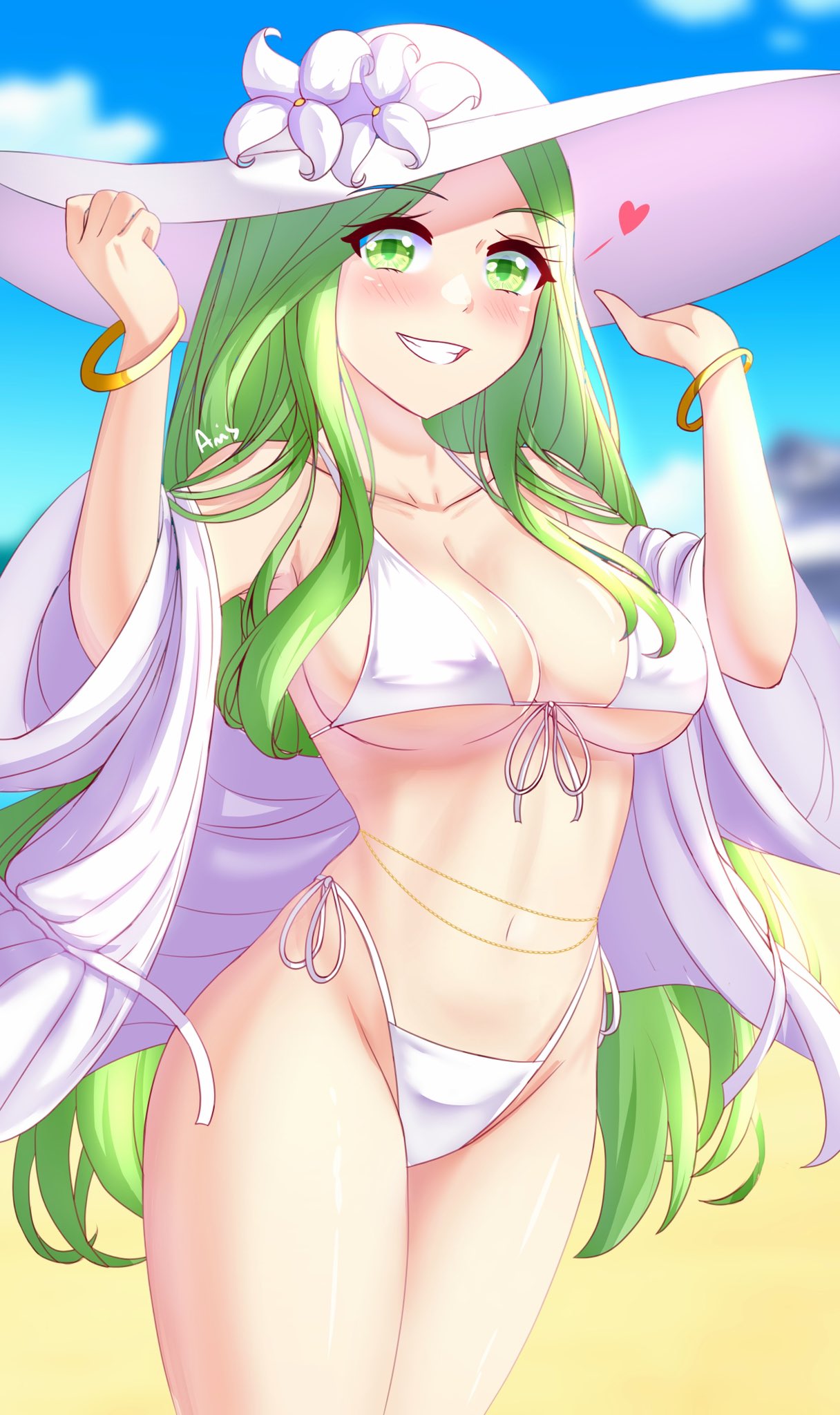 1girl 1girl 1girl alluring anisdrawn big_breasts bikini female_only fire_emblem fire_emblem:_three_houses hat intelligent_systems looking_at_viewer nintendo rhea_(fire_emblem) sun_hat swimsuit white_bikini white_swimsuit