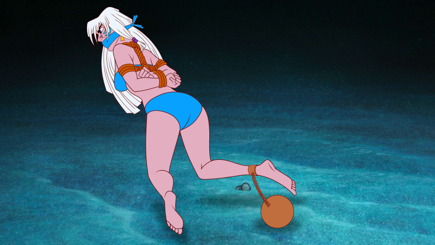 1girl atlantis:_the_lost_empire bondage bound_and_gagged disney female otm_gag princess_kidagakash rope_bondage solo tied_up underwater victorzulu