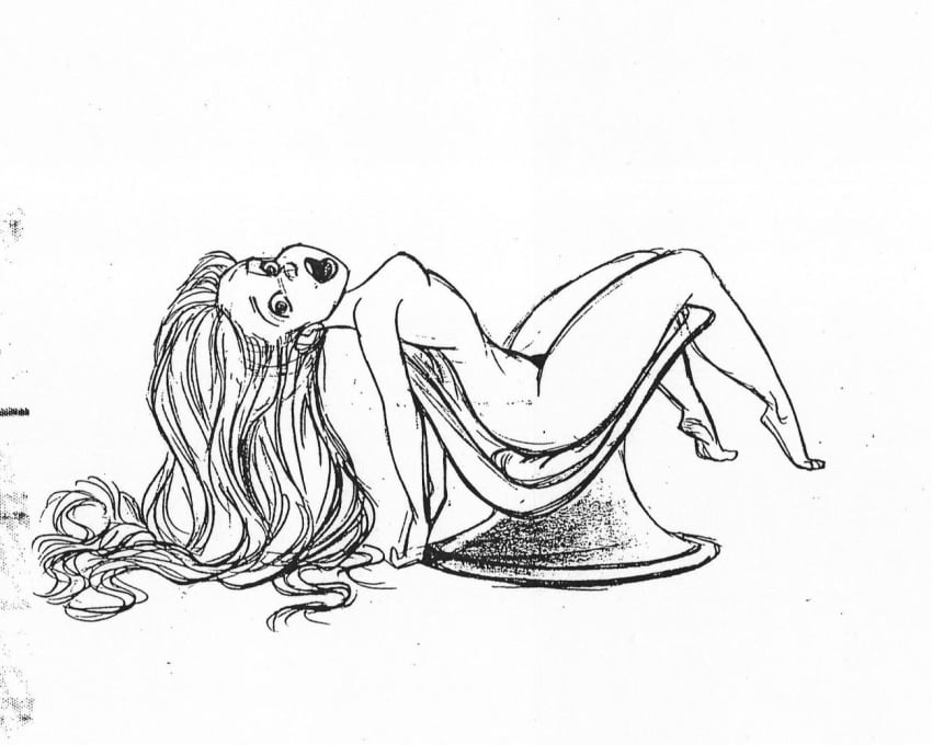 ariel ariel_(the_little_mermaid) completely_nude completely_nude_female disney disney_princess female_only only_female original_artwork pleasure_face sketch the_little_mermaid