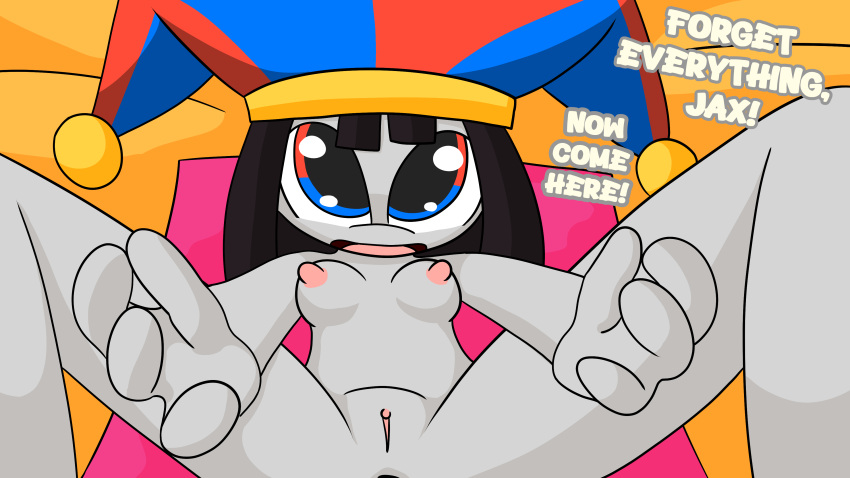 1girl ass beach clown female glitch_productions nude open_legs pomni_(the_amazing_digital_circus) pussy solo_focus the_amazing_digital_circus theyiff young