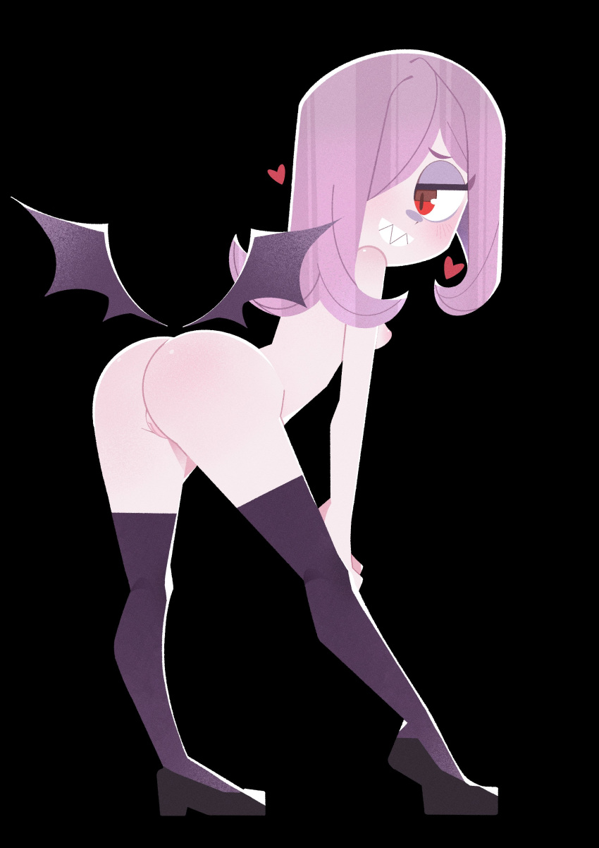 1girl 2d 2d_(artwork) absurd_res arched_back areola ass ass_focus athletic athletic_female back_view bare_arms bare_ass bare_back bare_breasts bare_chest bare_midriff bare_shoulders bare_skin barely_clothed bedroom_eyes behind_view bent_forward bent_over big_ass big_thighs black_background blush blush_lines blushing_female bottom_heavy bottomless bottomless_female breasts bubble_ass bubble_butt butt_focus butt_wings clenched_teeth clothes clothing curvaceous curvy curvy_body curvy_female cute cute_face dat_ass digital_drawing_(artwork) digital_media_(artwork) exposed exposed_ass exposed_breasts exposed_midriff exposed_nipples exposed_pussy exposed_shoulders eyebrows eyelashes eyeshadow female female_only fit fit_female flats full_body functionally_nude functionally_nude_female glistening glistening_body glistening_breasts glistening_butt glistening_eyes glistening_skin grey_body grey_skin grin hair_over_eye hair_over_one_eye half-closed_eyes heart hearts_around_head huge_ass human human_only labia labia_majora leaning_forward legwear light-skinned_female light_skin little_witch_academia long_hair looking_back midriff naked_female naked_footwear naked_stockings naked_thighhighs naked_with_shoes_on narrowed_eyes nipples no_bra no_panties no_underwear not_furry noxintwice nude nude_female outline pale-skinned_female pale_skin perky_breasts pink_areola pink_eyeshadow pink_hair pink_nipples pose posing presenting presenting_ass presenting_butt presenting_hindquarters purple_clothing purple_legwear purple_stockings purple_thighhighs pussy rear_view red_eyes seductive seductive_eyes seductive_look seductive_pose sexy sexy_body sexy_pose sharp_teeth shiny_ass shiny_body shiny_breasts shiny_butt shiny_skin shoes showing_ass showing_off showing_off_ass side_view sideboob simple_background slim slim_female small_breasts smile smooth_skin solo solo_female standing stockings sucy_manbavaran tagme tagme_(artist) teen teenage_female teeth teeth_clenched teeth_showing thick_thighs thighs thin_female thin_waist topless topless_female useless_clothing white_outline wings witch young young_female