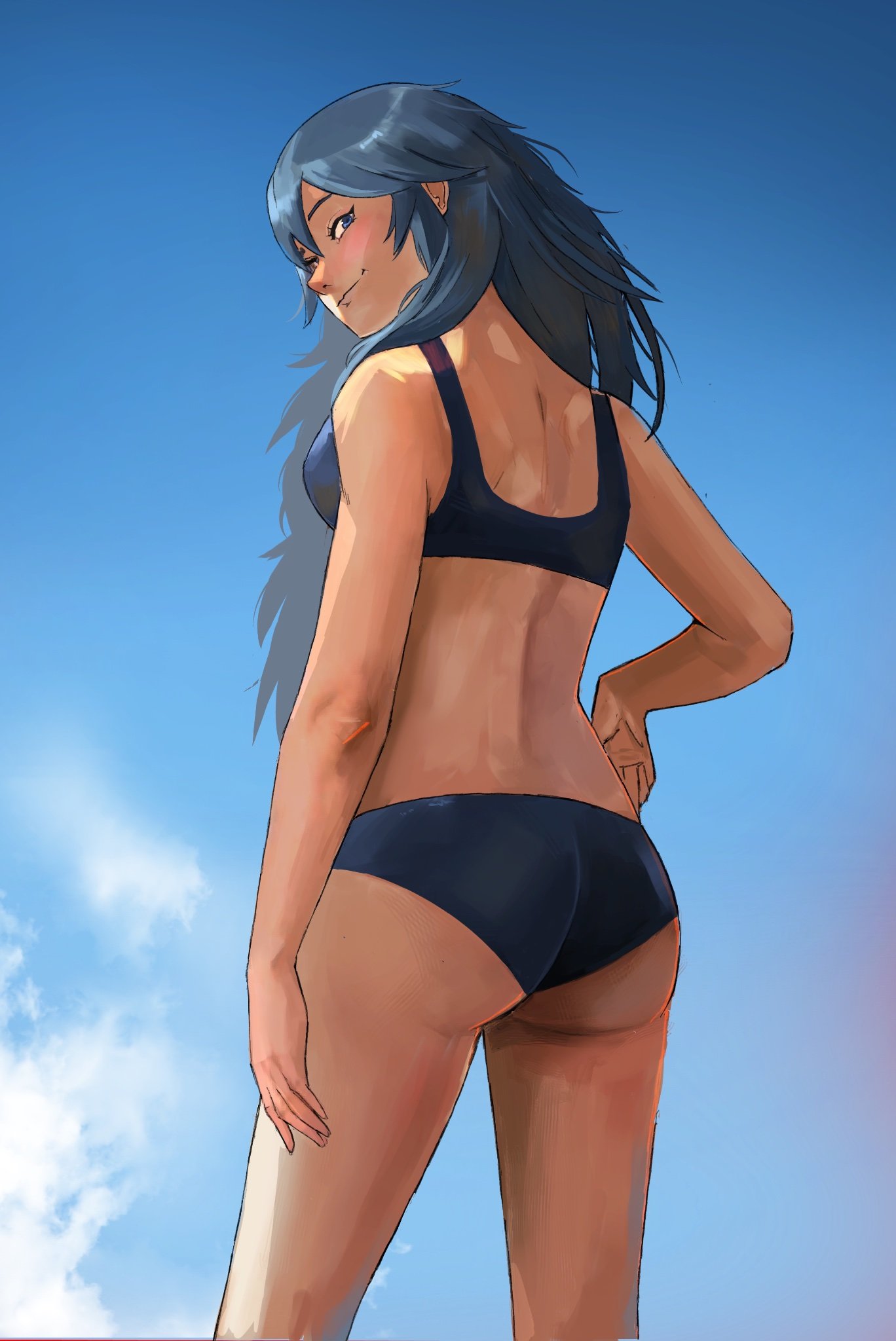 1girl ass female_only fire_emblem fire_emblem_awakening fire_emblem_warriors intelligent_systems lucina lucina_(fire_emblem) medium_breasts nintendo rod_langhi sideboob solo_female