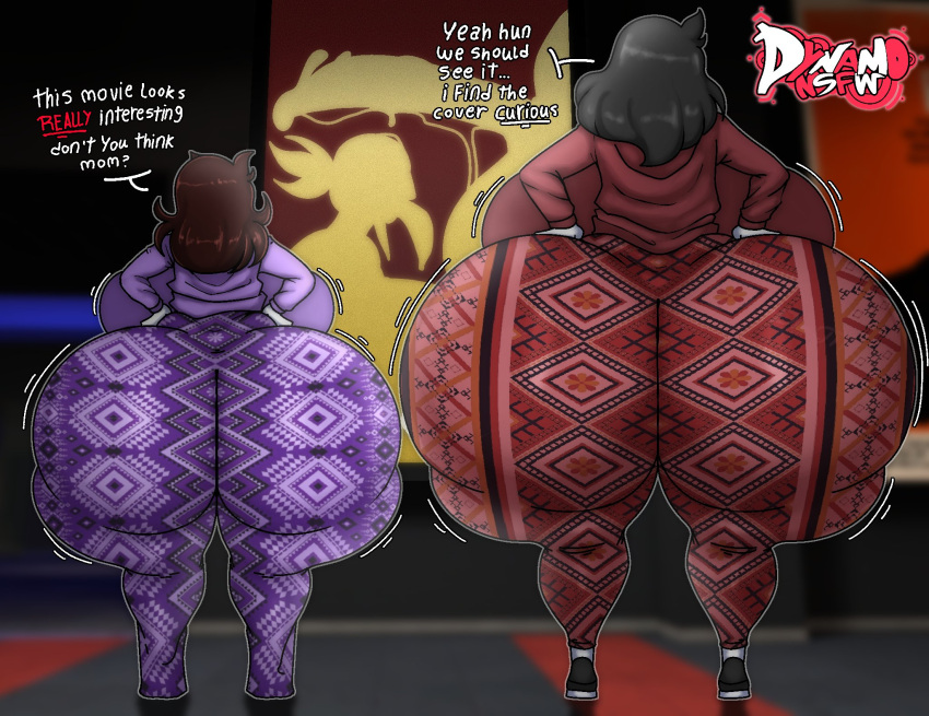 1girl 2_girls ass big_ass big_breasts breasts flare_pants forbidden_pants gigantic_ass gigantic_breasts huge_ass huge_breasts jaiden jaiden_animations jaidens_mom prismal_dynamo youtube