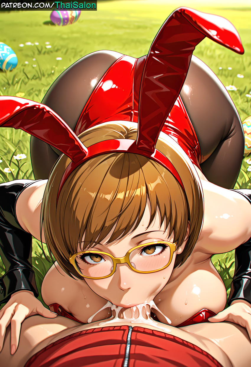 1boy 1boy1girl 1girl 1girl 1girl 1girls 4k ai_assisted ai_generated arched_back ass_up big_ass big_breasts big_breasts breasts brown_eyes brown_hair bunny_ears bunny_girl bunnysuit chie_satonaka chromatic_abberation cum cum_in_mouth cum_in_throat cum_inside cum_on_penis curvaceous curvaceous_body curvaceous_female curvaceous_figure curves curvy curvy_body curvy_female curvy_figure curvy_hips deepthroat deepthroat_no_hands easter easter_bunny easter_egg eyebrows eyelashes eyeliner face_down_ass_up fellatio fellatio grass grass_field hair high_res high_res high_resolution highs hires huge_ass huge_breasts large_ass light-skinned_female megami_tensei milf mommy mommy_milkers outside patreon patreon_username penis persona persona_4 pov questionable_consent red_topwear satonaka_chie sexually_suggestive shin_megami_tensei shiny_skin short_hair stable_diffusion struggling sunny sweat sweatdrop sweating tagme thaisalon thick thick_thighs thighs veiny_penis voluptuous voluptuous_body voluptuous_female watermark