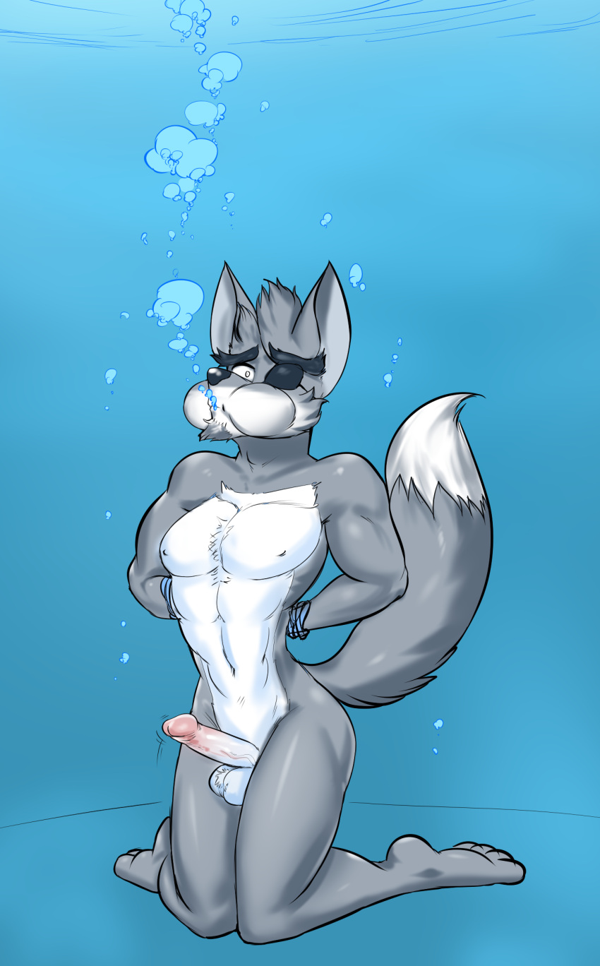 1boy 1girl air_bubble anthro aquaphilia asphyxiation balls balls_tuft bondage bound breath_play bubble byondrage canid canine canis drowning erection eye_patch eyewear feet genitals hands_tied hands_tied_behind_back high_res male male_focus male_only mammal nintendo nipples nude penis peril puffed_cheeks star_fox tail tuft underwater water wolf wolf_o'donnell