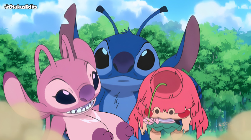 alien angel_(lilo_and_stitch) big_breast breast_expansion character_request disney experiment_(lilo_and_stitch) female lilo_and_stitch male otakusedits screenshot_edit stitch_(lilo_and_stitch) tagme